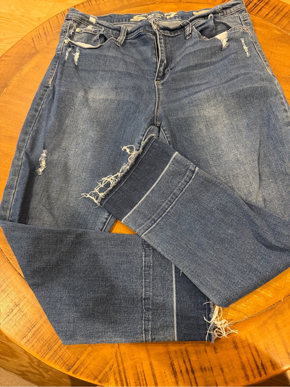 Seven 7 Distressed Dark Blue Denim Jeans